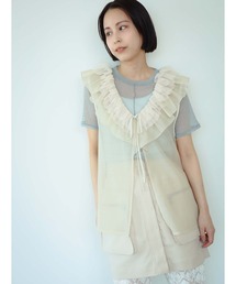 Ray BEAMS | Ray BEAMS / ラッフルカラー シアー ノースリーブ トップス(シャツ/ブラウス)