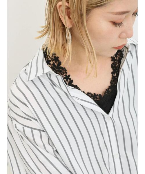 Samansa Mos2 blue(サマンサモスモスブルー)の「花レース付タンク(Tシャツ/カットソー・レディース・オフホワイト/ブラック・F)」の1枚目の写真