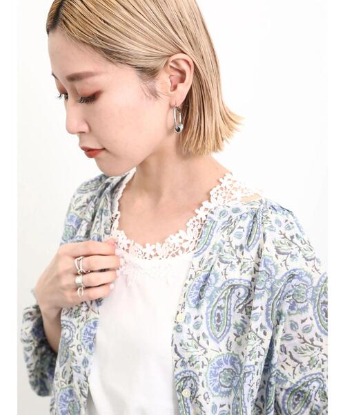 Samansa Mos2 blue(サマンサモスモスブルー)の「花レース付タンク(Tシャツ/カットソー・レディース・オフホワイト/ブラック・F)」の16枚目の写真