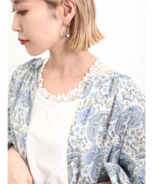 Samansa Mos2 blue(サマンサモスモスブルー)の「花レース付タンク(Tシャツ/カットソー・レディース・オフホワイト/ブラック・F)」の18枚目の写真