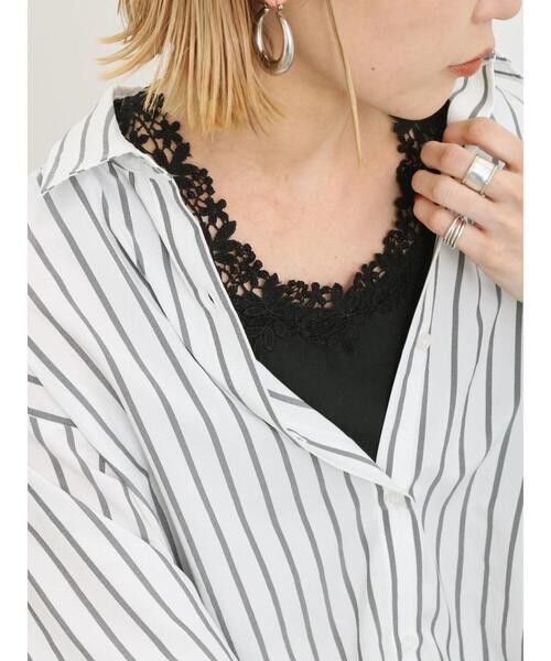 Samansa Mos2 blue(サマンサモスモスブルー)の「花レース付タンク(Tシャツ/カットソー・レディース・オフホワイト/ブラック・F)」の21枚目の写真