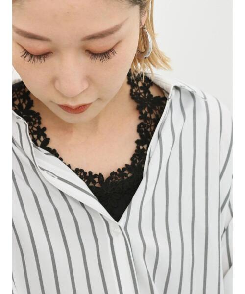 Samansa Mos2 blue(サマンサモスモスブルー)の「花レース付タンク(Tシャツ/カットソー・レディース・オフホワイト/ブラック・F)」の14枚目の写真