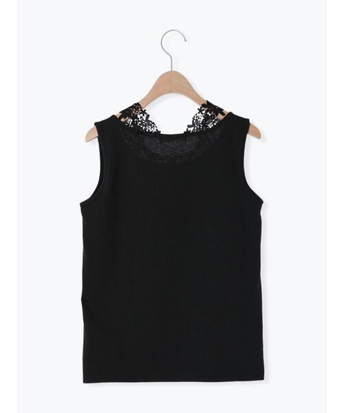 Samansa Mos2 blue(サマンサモスモスブルー)の「花レース付タンク(Tシャツ/カットソー・レディース・オフホワイト/ブラック・F)」の11枚目の写真