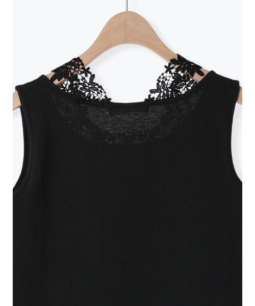 Samansa Mos2 blue(サマンサモスモスブルー)の「花レース付タンク(Tシャツ/カットソー・レディース・オフホワイト/ブラック・F)」の5枚目の写真