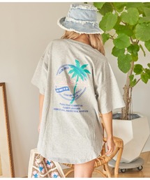 anap mimpi | パームツリー メッセージ 刺繍 コットン ビッグ Tシャツ(Tシャツ/カットソー)