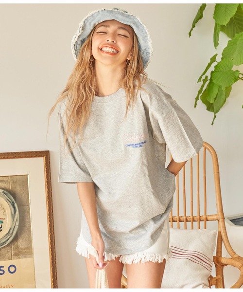 anap mimpi（アナップミンピ）の「パームツリー メッセージ 刺繍 コットン ビッグ Tシャツ（Tシャツ/カットソー・レディース・ホワイト/ダークグレー/グレー・FREE）」の21枚目の写真