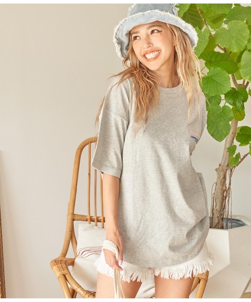 anap mimpi（アナップミンピ）の「パームツリー メッセージ 刺繍 コットン ビッグ Tシャツ（Tシャツ/カットソー・レディース・ホワイト/ダークグレー/グレー・FREE）」の12枚目の写真