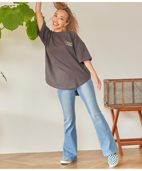 anap mimpi（アナップミンピ）の「パームツリー メッセージ 刺繍 コットン ビッグ Tシャツ（Tシャツ/カットソー・レディース・ホワイト/ダークグレー/グレー・FREE）」の20枚目の写真