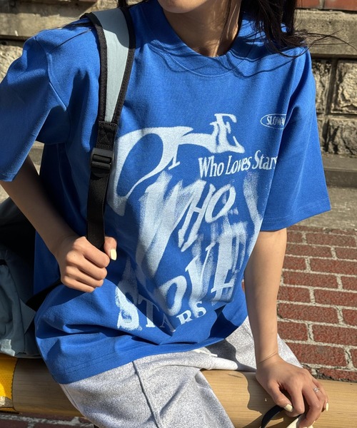 SLOWACID（スローアシッド）の「【UNISEX】SLOW ACID／GRAIN LOGO T 2118249（Tシャツ/カットソー・レディース・ブラック/ライトグレー/チャコール/ブルー・SMALL/MEDIUM/LARGE）」の4枚目の写真