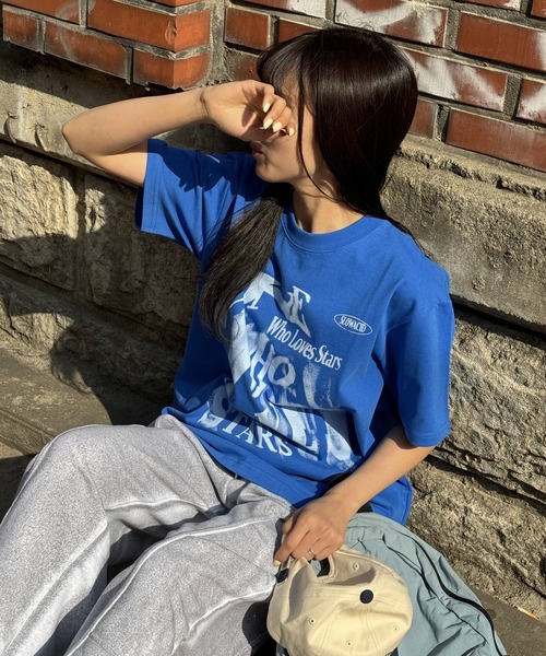 SLOWACID（スローアシッド）の「【UNISEX】SLOW ACID／GRAIN LOGO T 2118249（Tシャツ/カットソー・レディース・ブラック/ライトグレー/チャコール/ブルー・SMALL/MEDIUM/LARGE）」の11枚目の写真