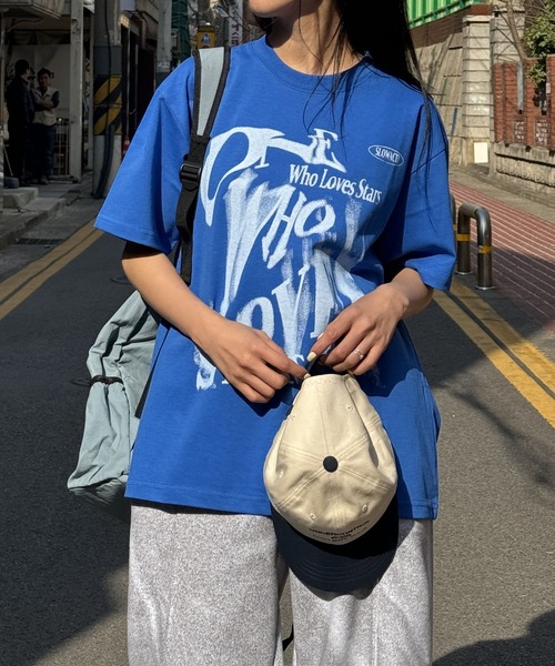 SLOWACID（スローアシッド）の「【UNISEX】SLOW ACID／GRAIN LOGO T 2118249（Tシャツ/カットソー・レディース・ブラック/ライトグレー/チャコール/ブルー・SMALL/MEDIUM/LARGE）」の12枚目の写真