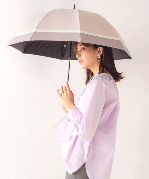 macocca(マコッカ)の「完全遮光 遮光率100% UVカット率100% 晴雨兼用 ショート傘 3色切替 50cm(長傘・レディース・グレイッシュベージュ/モカ/オフホワイト・FREE)」の3枚目の写真