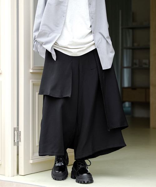 【セール】【neos】ルーズシルエット レイヤード ドレープ ワンポイント スカート ワイド 袴 バルーン パンツ（その他パンツ）｜neos（ネオス）
