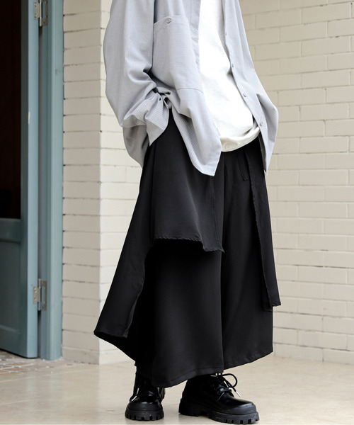 【セール】【neos】ルーズシルエット レイヤード ドレープ ワンポイント スカート ワイド 袴 バルーン パンツ（その他パンツ）｜neos（ネオス）