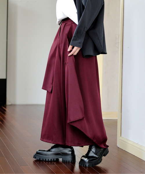 【セール】【neos】ルーズシルエット レイヤード ドレープ ワンポイント スカート ワイド 袴 バルーン パンツ（その他パンツ）｜neos（ネオス）
