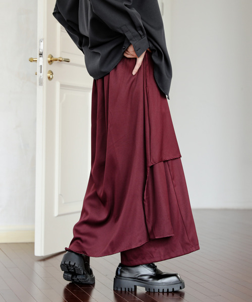 【セール】【neos】ルーズシルエット レイヤード ドレープ ワンポイント スカート ワイド 袴 バルーン パンツ（その他パンツ）｜neos（ネオス）