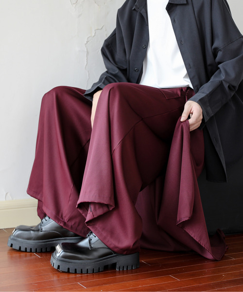 【セール】【neos】ルーズシルエット レイヤード ドレープ ワンポイント スカート ワイド 袴 バルーン パンツ（その他パンツ）｜neos（ネオス）