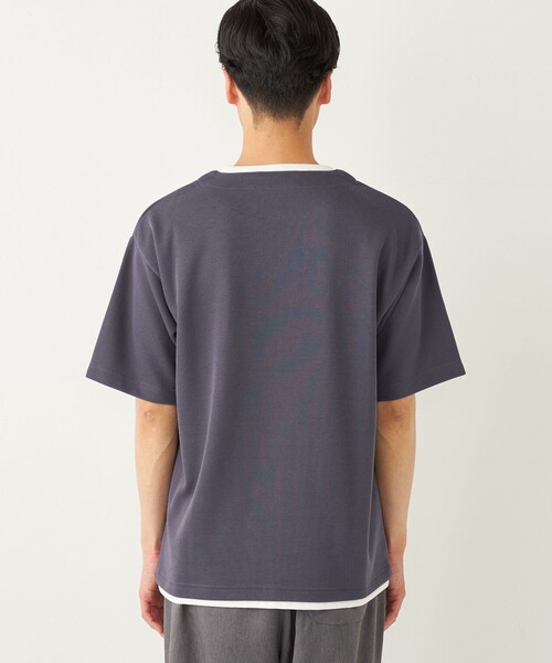 SHIPS Colors(シップス カラーズ)の「SHIPS Colors:〈手洗い可能〉フェイクレイヤード キーネック ショートスリーブ(Tシャツ/カットソー・メンズ・ダークグレー/グリーン/ブルー・MEDIUM/LARGE/X-LARGE)」の5枚目の写真
