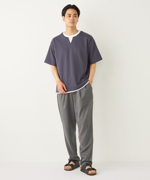 SHIPS Colors(シップス カラーズ)の「SHIPS Colors:〈手洗い可能〉フェイクレイヤード キーネック ショートスリーブ(Tシャツ/カットソー・メンズ・ダークグレー/グリーン/ブルー・MEDIUM/LARGE/X-LARGE)」の7枚目の写真