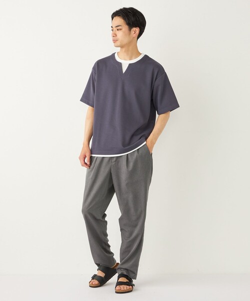 SHIPS Colors(シップス カラーズ)の「SHIPS Colors:〈手洗い可能〉フェイクレイヤード キーネック ショートスリーブ(Tシャツ/カットソー・メンズ・ダークグレー/グリーン/ブルー・MEDIUM/LARGE/X-LARGE)」の13枚目の写真