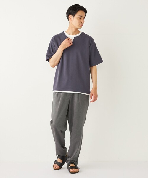 SHIPS Colors(シップス カラーズ)の「SHIPS Colors:〈手洗い可能〉フェイクレイヤード キーネック ショートスリーブ(Tシャツ/カットソー・メンズ・ダークグレー/グリーン/ブルー・MEDIUM/LARGE/X-LARGE)」の14枚目の写真