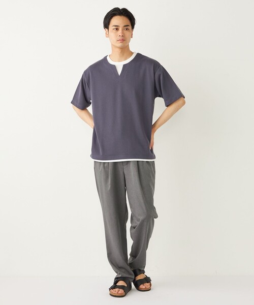 SHIPS Colors(シップス カラーズ)の「SHIPS Colors:〈手洗い可能〉フェイクレイヤード キーネック ショートスリーブ(Tシャツ/カットソー・メンズ・ダークグレー/グリーン/ブルー・MEDIUM/LARGE/X-LARGE)」の15枚目の写真