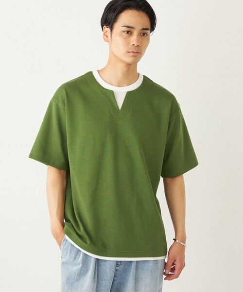 SHIPS Colors(シップス カラーズ)の「SHIPS Colors:〈手洗い可能〉フェイクレイヤード キーネック ショートスリーブ(Tシャツ/カットソー・メンズ・ダークグレー/グリーン/ブルー・MEDIUM/LARGE/X-LARGE)」の17枚目の写真