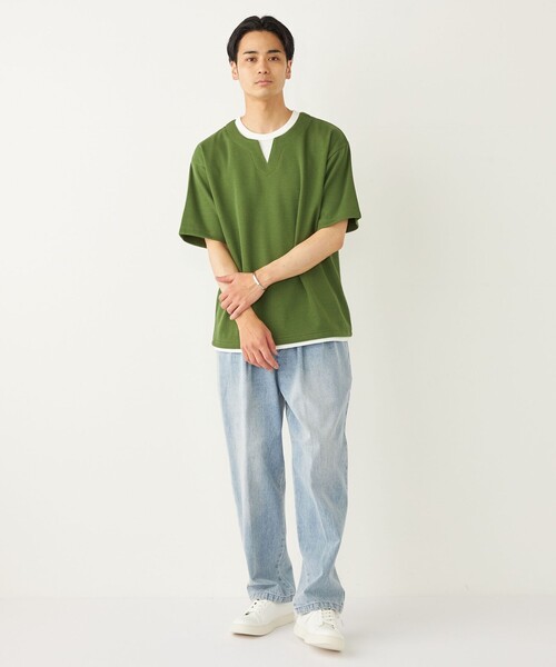 SHIPS Colors(シップス カラーズ)の「SHIPS Colors:〈手洗い可能〉フェイクレイヤード キーネック ショートスリーブ(Tシャツ/カットソー・メンズ・ダークグレー/グリーン/ブルー・MEDIUM/LARGE/X-LARGE)」の19枚目の写真
