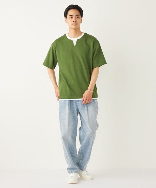SHIPS Colors(シップス カラーズ)の「SHIPS Colors:〈手洗い可能〉フェイクレイヤード キーネック ショートスリーブ(Tシャツ/カットソー・メンズ・ダークグレー/グリーン/ブルー・MEDIUM/LARGE/X-LARGE)」の20枚目の写真