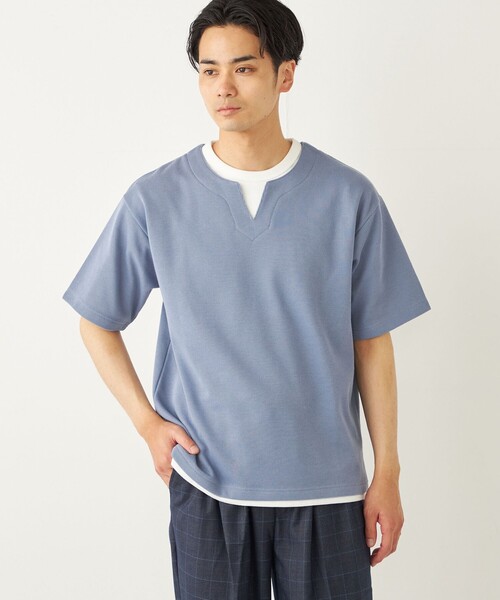 SHIPS Colors(シップス カラーズ)の「SHIPS Colors:〈手洗い可能〉フェイクレイヤード キーネック ショートスリーブ(Tシャツ/カットソー・メンズ・ダークグレー/グリーン/ブルー・MEDIUM/LARGE/X-LARGE)」の21枚目の写真