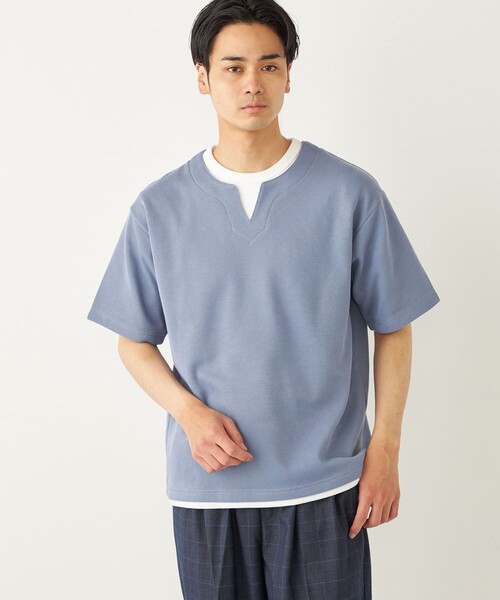 SHIPS Colors(シップス カラーズ)の「SHIPS Colors:〈手洗い可能〉フェイクレイヤード キーネック ショートスリーブ(Tシャツ/カットソー・メンズ・ダークグレー/グリーン/ブルー・MEDIUM/LARGE/X-LARGE)」の22枚目の写真