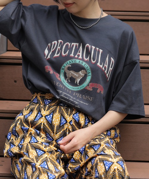 LEPSIM(レプシィム)の「動物プリントBIG-T 115066(Tシャツ/カットソー・レディース・レッド/チャコールグレー/オフホワイト/ライトグレー・FREE)」の2枚目の写真