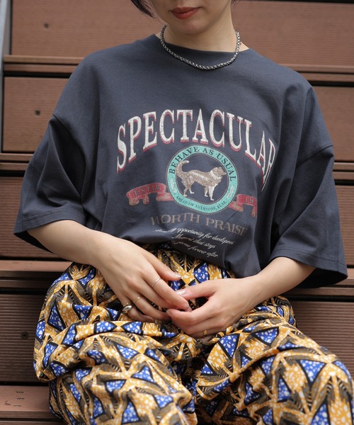 LEPSIM(レプシィム)の「動物プリントBIG-T 115066(Tシャツ/カットソー・レディース・レッド/チャコールグレー/オフホワイト/ライトグレー・FREE)」の11枚目の写真