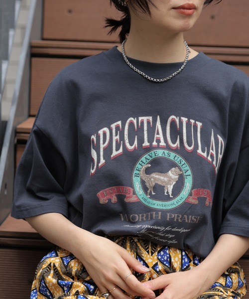 LEPSIM(レプシィム)の「動物プリントBIG-T 115066(Tシャツ/カットソー・レディース・レッド/チャコールグレー/オフホワイト/ライトグレー・FREE)」の10枚目の写真