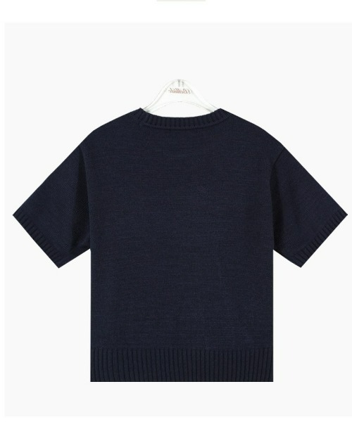 BEIDELLI（ベイデリー）の「[BELLIDE MADE] AWESOMEラウンド配色半袖ニット（Tシャツ/カットソー・レディース・ネイビー/ホワイト・FREE）」の17枚目の写真