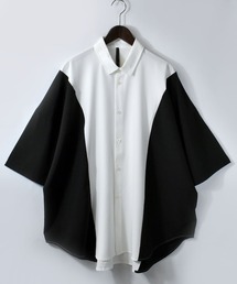 wide silhouette bicolor shirt/ワイドシルエットバイカラー 半袖 シャツ