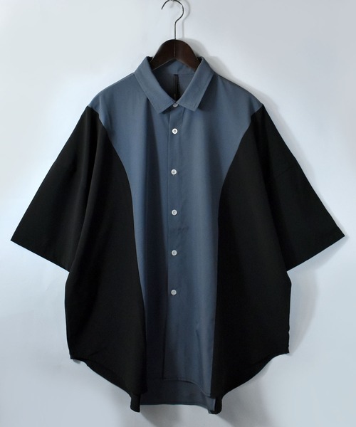 Starting Over(スターティングオーバー)の「wide silhouette bicolor shirt/ワイドシルエットバイカラー 半袖 シャツ(シャツ/ブラウス・メンズ・ブラック/チャコール/ホワイト・M/XL/L)」の3枚目の写真