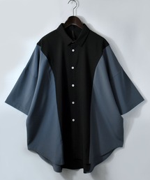 wide silhouette bicolor shirt/ワイドシルエットバイカラー 半袖 シャツ