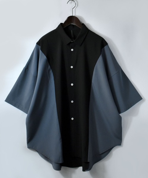 Starting Over(スターティングオーバー)の「wide silhouette bicolor shirt/ワイドシルエットバイカラー 半袖 シャツ(シャツ/ブラウス・メンズ・ブラック/チャコール/ホワイト・M/XL/L)」の2枚目の写真