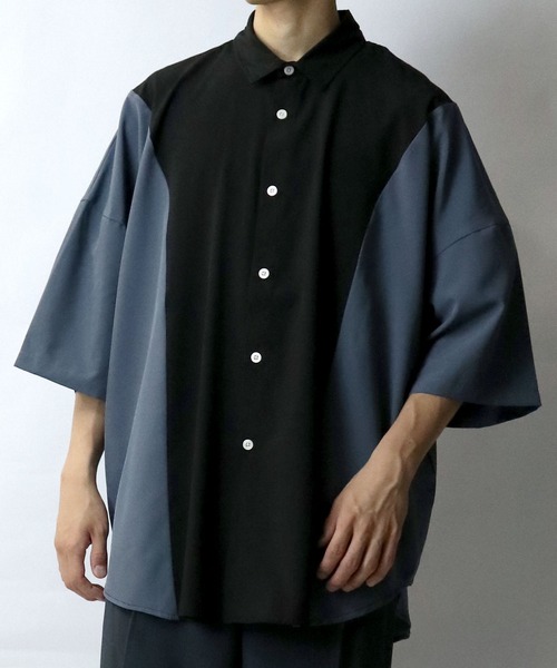 Starting Over(スターティングオーバー)の「wide silhouette bicolor shirt/ワイドシルエットバイカラー 半袖 シャツ(シャツ/ブラウス・メンズ・ブラック/チャコール/ホワイト・M/XL/L)」の10枚目の写真