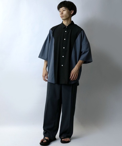 Starting Over(スターティングオーバー)の「wide silhouette bicolor shirt/ワイドシルエットバイカラー 半袖 シャツ(シャツ/ブラウス・メンズ・ブラック/チャコール/ホワイト・M/XL/L)」の12枚目の写真