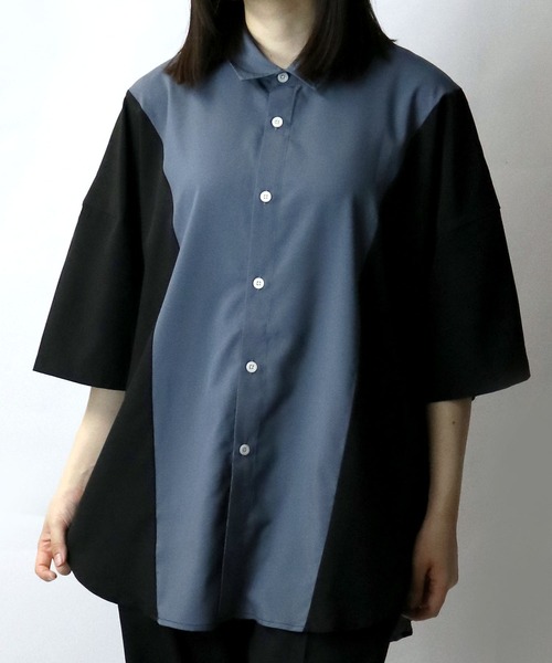 Starting Over(スターティングオーバー)の「wide silhouette bicolor shirt/ワイドシルエットバイカラー 半袖 シャツ(シャツ/ブラウス・メンズ・ブラック/チャコール/ホワイト・M/XL/L)」の13枚目の写真