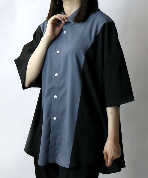 Starting Over(スターティングオーバー)の「wide silhouette bicolor shirt/ワイドシルエットバイカラー 半袖 シャツ(シャツ/ブラウス・メンズ・ブラック/チャコール/ホワイト・M/XL/L)」の14枚目の写真