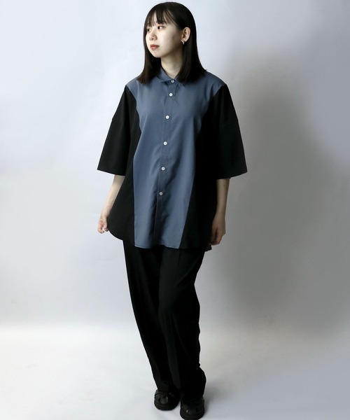 Starting Over(スターティングオーバー)の「wide silhouette bicolor shirt/ワイドシルエットバイカラー 半袖 シャツ(シャツ/ブラウス・メンズ・ブラック/チャコール/ホワイト・M/XL/L)」の15枚目の写真