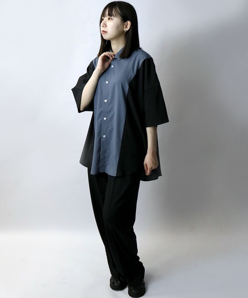 Starting Over(スターティングオーバー)の「wide silhouette bicolor shirt/ワイドシルエットバイカラー 半袖 シャツ(シャツ/ブラウス・メンズ・ブラック/チャコール/ホワイト・M/XL/L)」の16枚目の写真