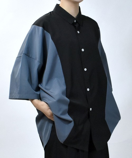 Starting Over(スターティングオーバー)の「wide silhouette bicolor shirt/ワイドシルエットバイカラー 半袖 シャツ(シャツ/ブラウス・メンズ・ブラック/チャコール/ホワイト・M/XL/L)」の19枚目の写真