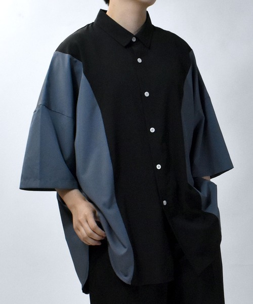 Starting Over(スターティングオーバー)の「wide silhouette bicolor shirt/ワイドシルエットバイカラー 半袖 シャツ(シャツ/ブラウス・メンズ・ブラック/チャコール/ホワイト・M/XL/L)」の20枚目の写真