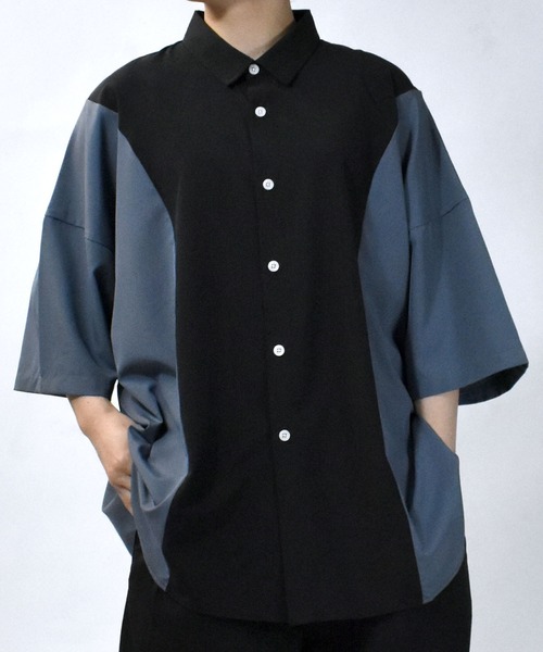 Starting Over(スターティングオーバー)の「wide silhouette bicolor shirt/ワイドシルエットバイカラー 半袖 シャツ(シャツ/ブラウス・メンズ・ブラック/チャコール/ホワイト・M/XL/L)」の21枚目の写真