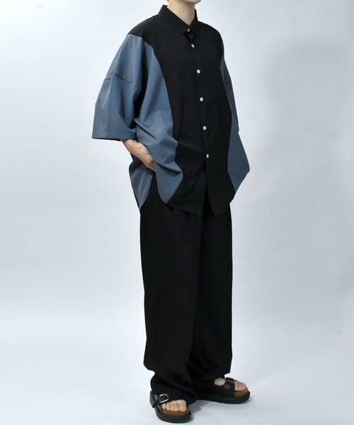 Starting Over(スターティングオーバー)の「wide silhouette bicolor shirt/ワイドシルエットバイカラー 半袖 シャツ(シャツ/ブラウス・メンズ・ブラック/チャコール/ホワイト・M/XL/L)」の22枚目の写真