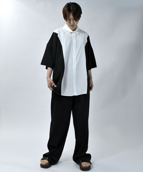 Starting Over(スターティングオーバー)の「wide silhouette bicolor shirt/ワイドシルエットバイカラー 半袖 シャツ(シャツ/ブラウス・メンズ・ブラック/チャコール/ホワイト・M/XL/L)」の17枚目の写真